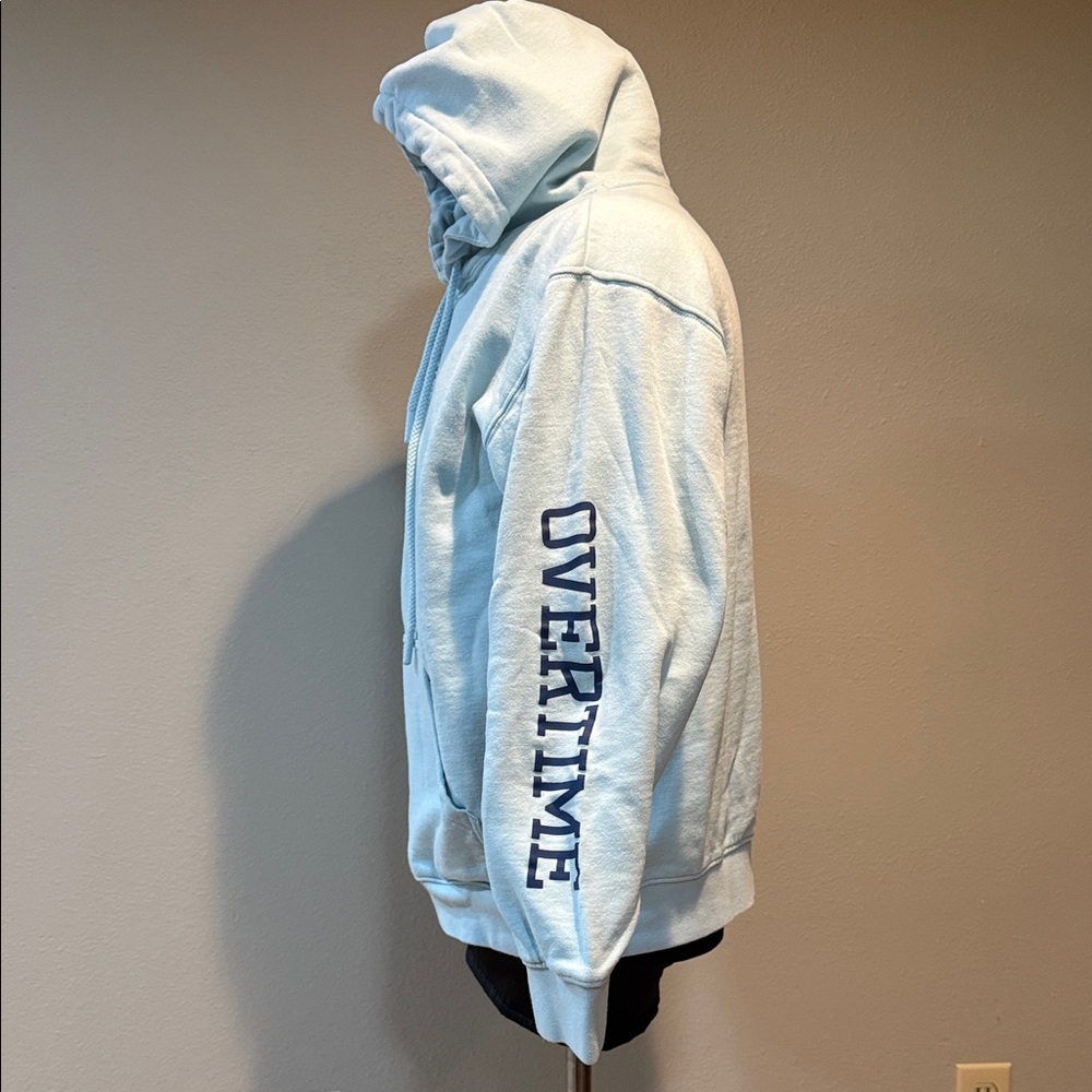 Men’s Large Overtime Sky Blue Hoodie with Sleeve Detail - Picture 5 of 10